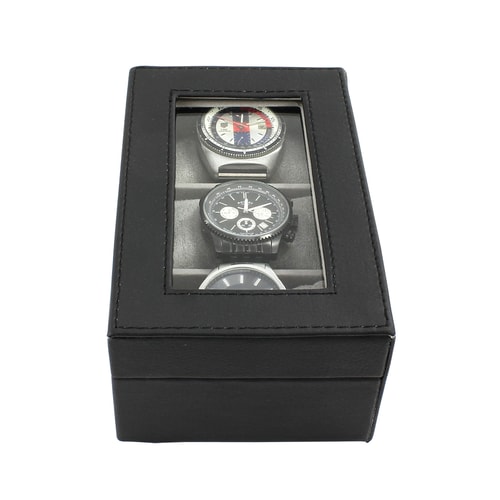 Sophos 3 Section Watch Box- Black
