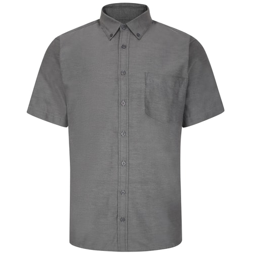 Bigdude Button-Down-Oxford-Kurzarmhemd Anthrazit