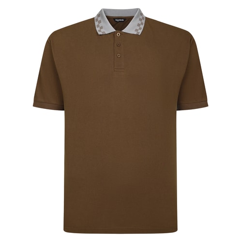 Bigdude kariertes Polohemd, braun/grau, lang