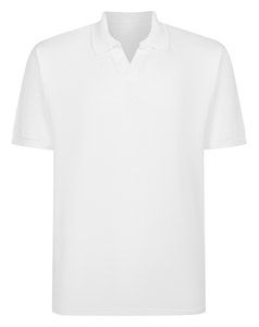 Bigdude Poloshirt aus weichem Jersey mit kubanischem Kragen, weiß