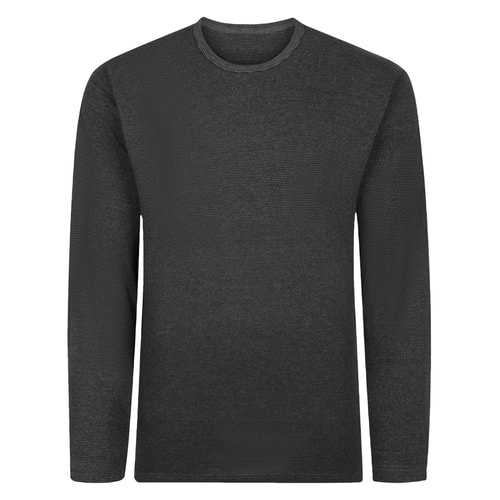 Bigdude Langarm-Thermo-T-Shirt mit Streifen, Anthrazit