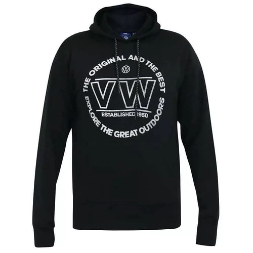 D555 Bourton Offizieller Volkswagen Hoodie mit Aufdruck, Schwarz