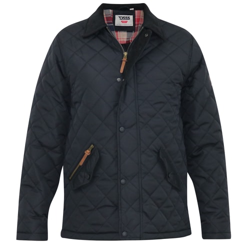 D555 Matias Steppjacke Mit Cordkragen Schwarz