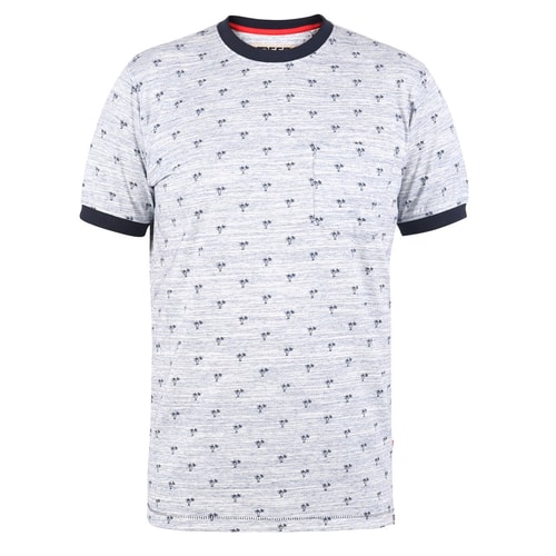 D555 Ipswich Ringer T-Shirt mit Palmen-Print Blau