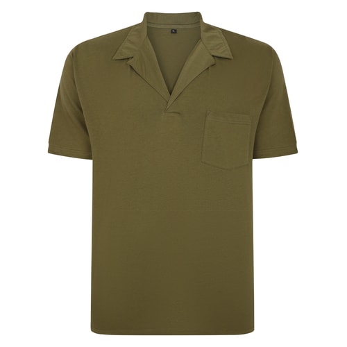 Bigdude – Poloshirt mit entspanntem Kragen, Khaki
