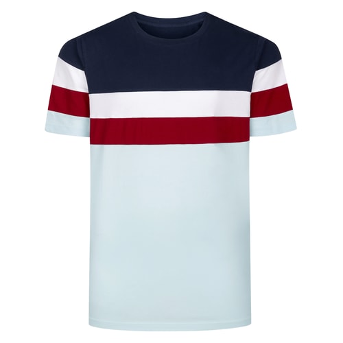 Bigdude gestreiftes Farbblock-T-Shirt, Babyblau