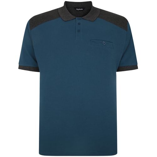 Bigdude Kontrastschulter-Poloshirt Petrol/Anthrazit