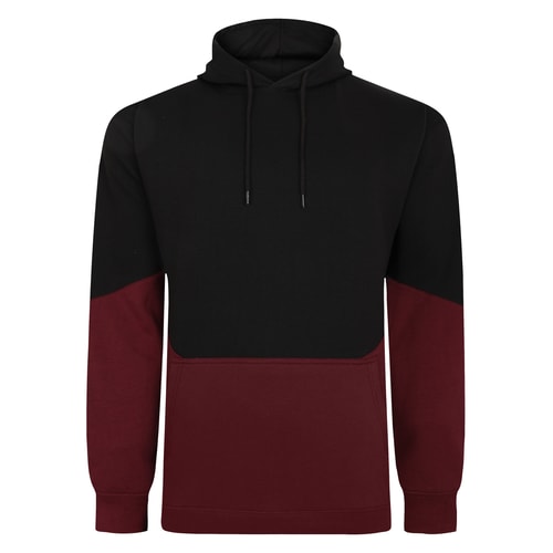 Bigdude Block Panel Hoody Schwarz/Burgunder Groß