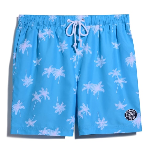 Original Badeshorts mit Pinguin-Palmendruck, Blau