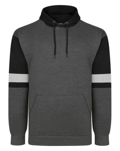 Bigdude Colourblock-Kapuzenpullover mit Armstreifen, Anthrazit