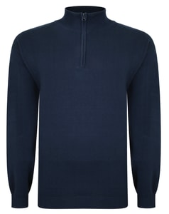 Bigdude Strickpullover mit Reißverschlusskragen Marineblau