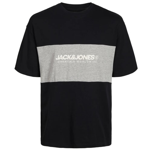 Jack & Jones – T-Shirt mit Farbblockdesign in Schwarz