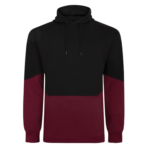 Bigdude Block Panel Hoody Schwarz/Burgund