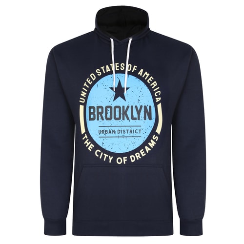 Bigdude 'Brooklyn' Print Kapuzenpullover Navy