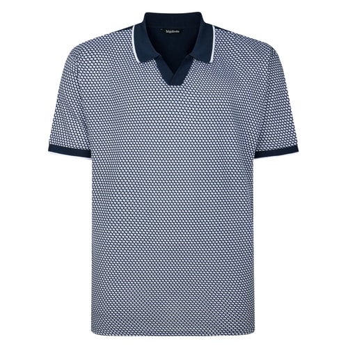 Bigdude Poloshirt mit geometrischem Print und lässigem Kragen, Marineblau