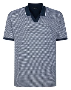 Bigdude Poloshirt mit geometrischem Print und lässigem Kragen, Marineblau