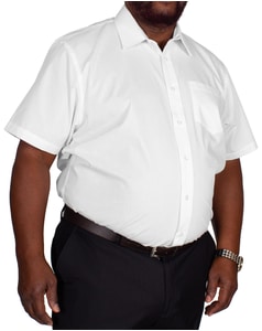 Bigdude klassisches Kurzarm Popeline Hemd Weiß Tall Fit 