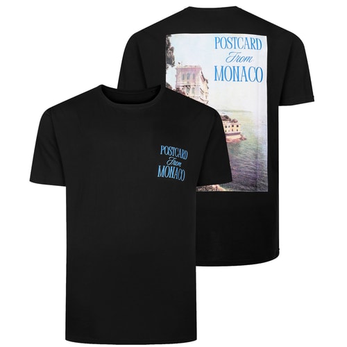 Bigdude Monaco T-Shirt, Größe S, mit Vorder- und Rückseitendruck, Schwarz