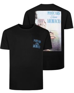 Bigdude Monaco T-Shirt, Größe S, mit Vorder- und Rückseitendruck, Schwarz