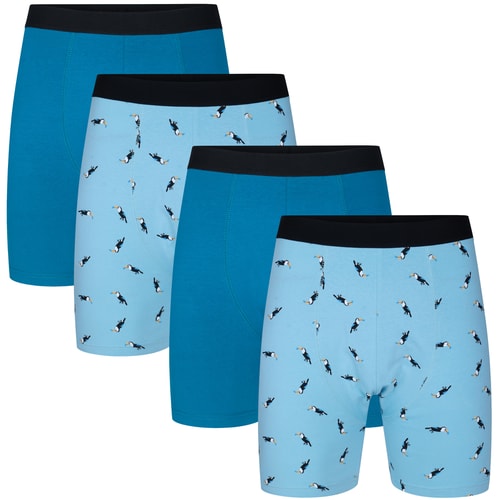 Bigdude 4er-Pack Boxershorts Dunkeltürkis/Hellblau