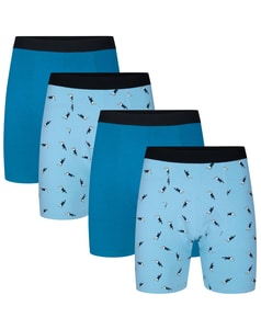 Bigdude 4er-Pack Boxershorts Dunkeltürkis/Hellblau