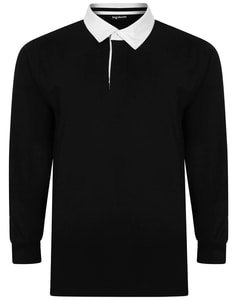 Bigdude Rugby Style Langarm Poloshirt Schwarz