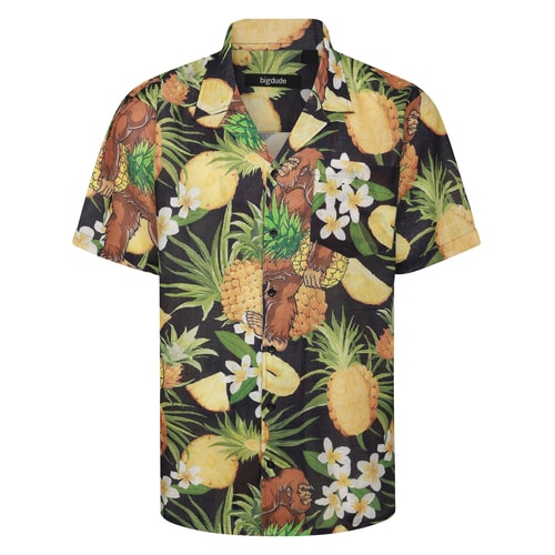 Bigdude Gorilla Kurzarmhemd mit lässigem Kragen, Schwarz