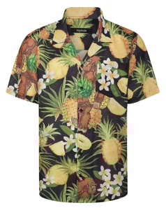 Bigdude Gorilla Kurzarmhemd mit lässigem Kragen, Schwarz