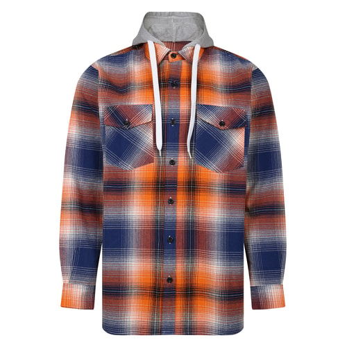 Bigdude kariertes Flanellhemd mit Kapuze, orange