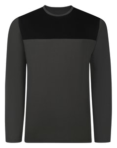 Bigdude Cut & Sew 2-Tone Langarm-T-Shirt Anthrazit/Schwarz Größe L