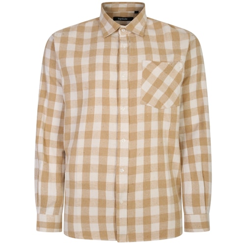 Bigdude Summer Langarm-Flanellhemd Beige Tall