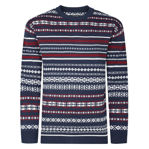Bigdude Fair Isle Pullover Marineblau