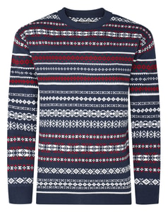 Bigdude Fair Isle Pullover Marineblau