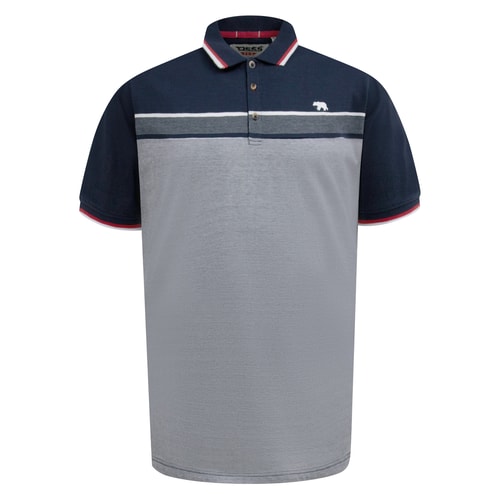 D555 Tipton Jacquard-Poloshirt mit Streifen, kurzärmelig, Marineblau