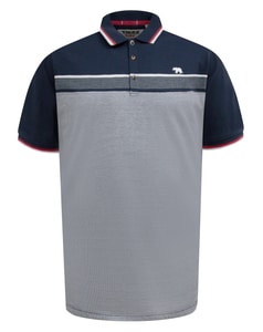 D555 Tipton Jacquard-Poloshirt mit Streifen, kurzärmelig, Marineblau