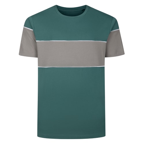 Bigdude Colour Block T-Shirt Türkis/Grau, Größe L