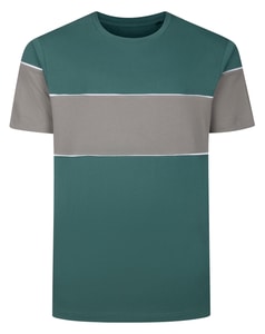 Bigdude Colour Block T-Shirt Türkis/Grau, Größe L