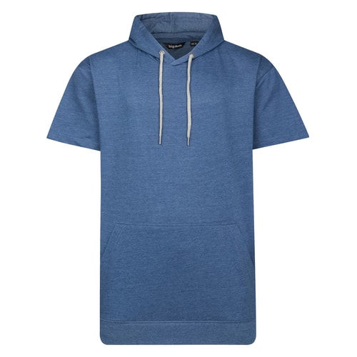 Bigdude Kurzarm-Hoodie, Dunkelblau meliert, Größe L