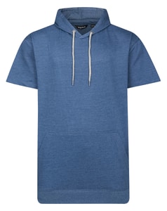 Bigdude Kurzarm-Hoodie, Dunkelblau meliert, Größe L