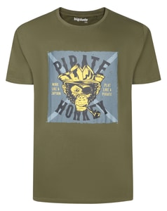 Bigdude – T-Shirt mit Piraten-Affen-Print, Khaki