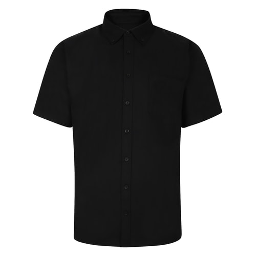 Bigdude Button-Down-Oxford-Kurzarmhemd Schwarz