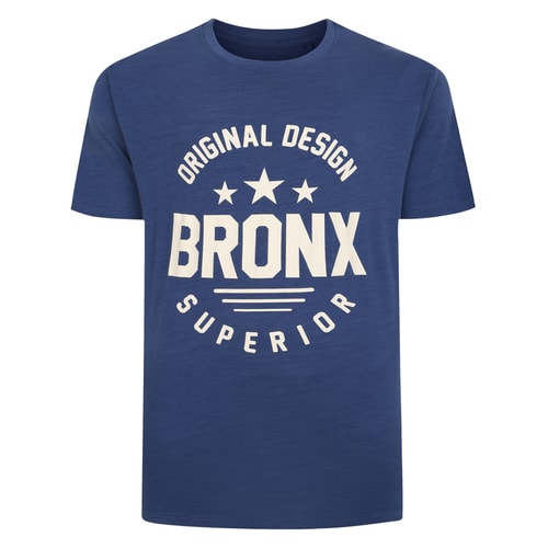 Bigdude – T-Shirt mit Space Dye Bronx-Print, Indigo, Größe L