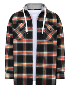 Schwarzer Flanell-Hoodie von Bigdude mit Karomuster