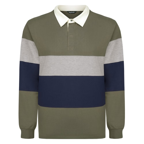 Bigdude Gestreiftes Rugby-Shirt Khaki Größe L