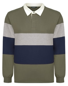 Bigdude Gestreiftes Rugby-Shirt Khaki Größe L