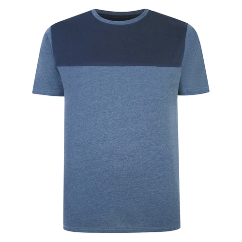Bigdude Cut & Sew 2 Tone T-Shirt Denim Melange/Navy