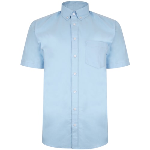 Bigdude Oxford Kurzarmhemd Hellblau Tall Fit 