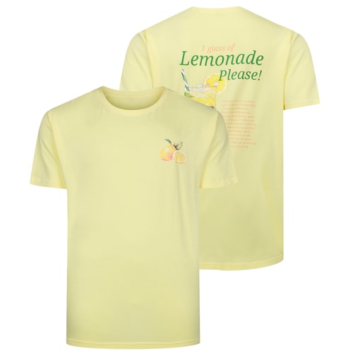 Bigdude Lemonade T-Shirt mit kleinem Vorder- und Rückendruck, hellgelb