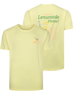 Bigdude Lemonade T-Shirt mit kleinem Vorder- und Rückendruck, hellgelb