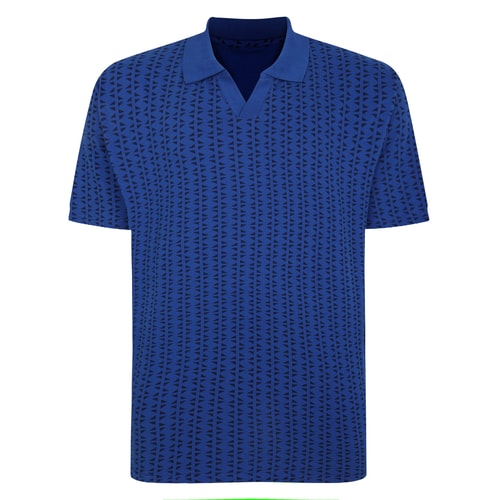 Bigdude – Poloshirt mit geometrischem Print, Dunkelblau
